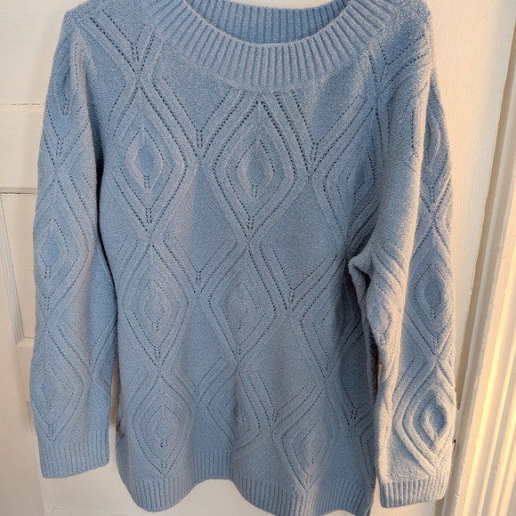 Talbots Sweaters - WMS Talbots Light Blue Textured Sweater NWT Boat Neckline SZ XL
